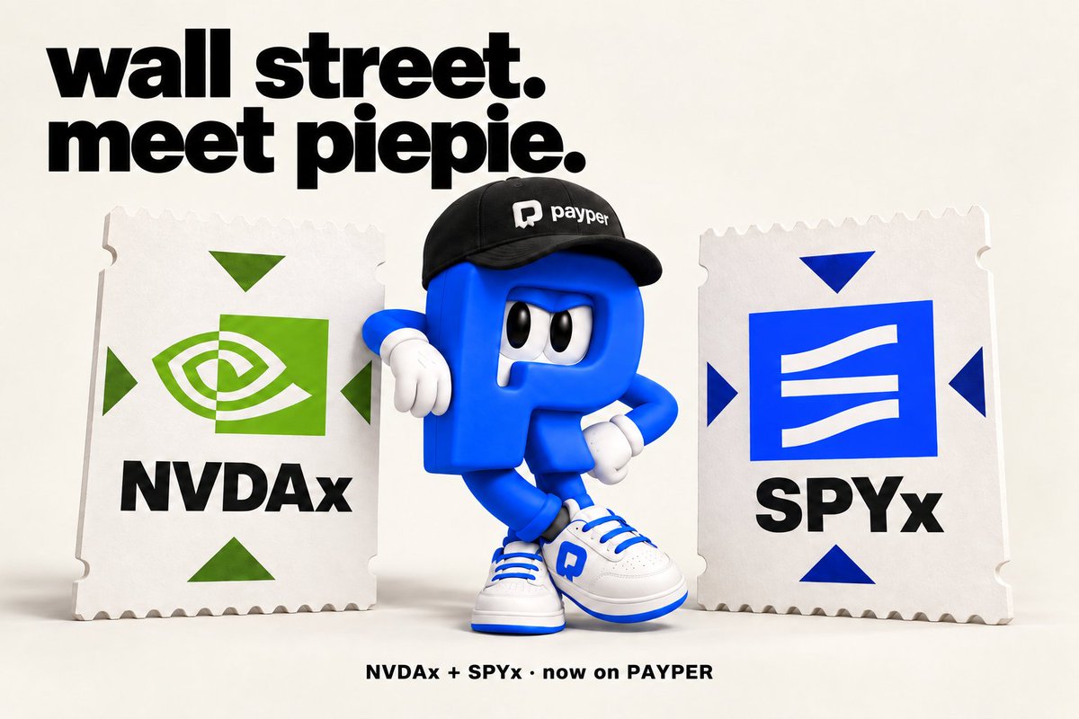 payperfun's tweet photo. wall street. meet piepie.

NVDAx + SPYx are now live as quote assets on https://t.co/3RatDI0pUT.

launch your coin. pick your pair.

for the ones who stay. https://t.co/23E6GDI39H