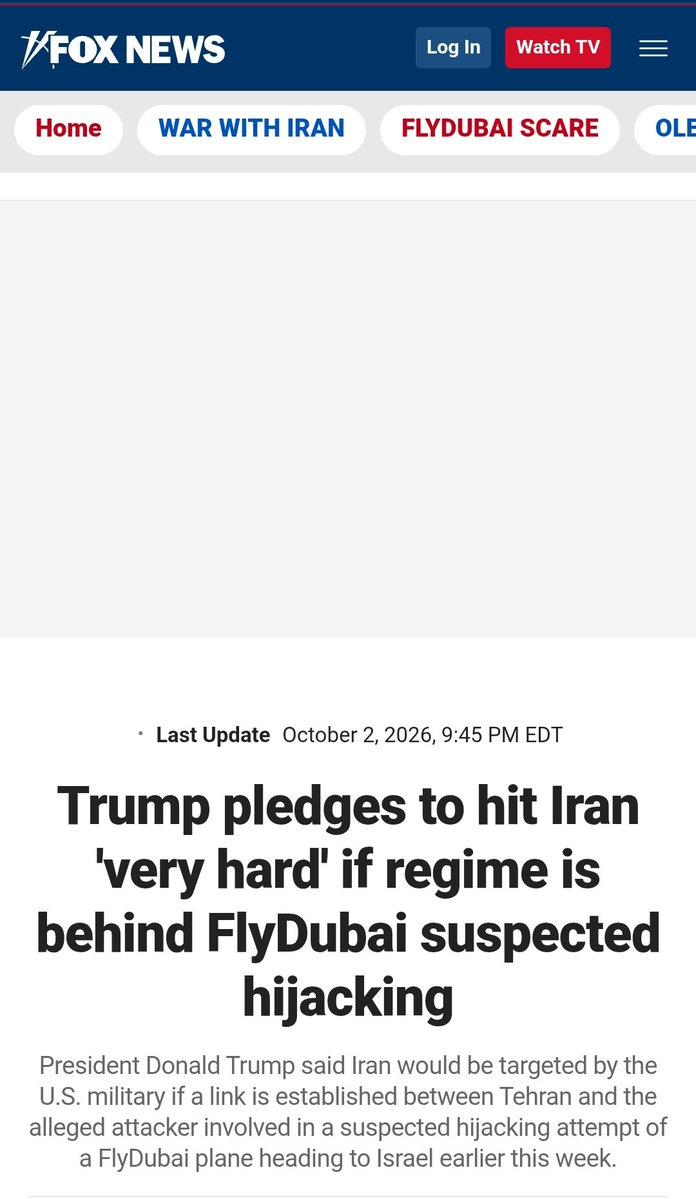 baaaarzaaaakh's tweet photo. #فوری

فاکس نیوز:

ترامپ گفته اگر ارتباط تهران با مهاجم احتمالی پرواز فلای‌دبی به سمت اسرائیل ثابت شود،(رژیم) ایران هدف حمله نظامی آمریکا قرار می‌گیرد. https://t.co/MzqCBfLGcn