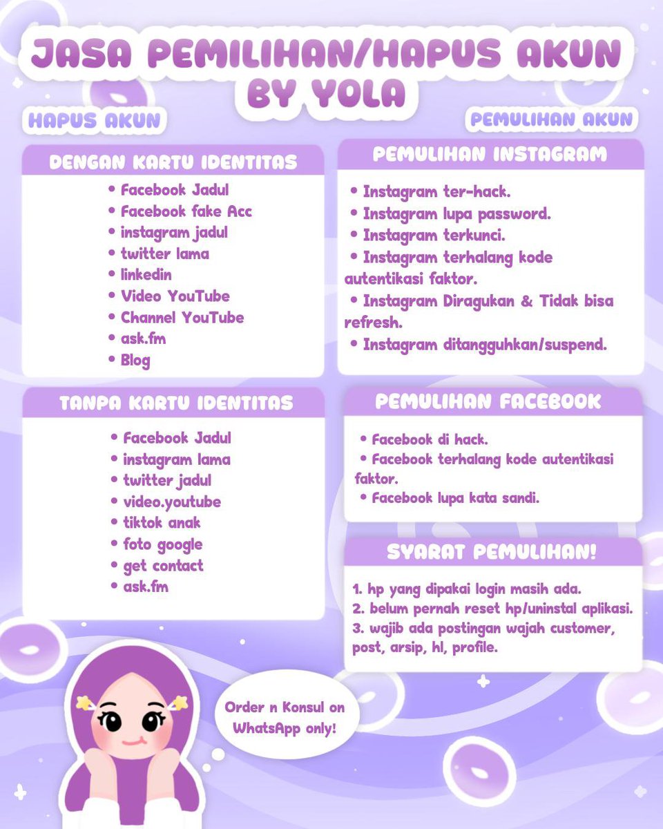 kjalcer's tweet photo. OPEN JASA PEMULIHAN AKUN &amp; HAPUS AKUN ALL SOSMED

Melayani:

• Balikin &amp; Pulihkan akun
• Hapus/Nonaktifkan Akun
• Hack All Akun
• Sadap Wa/All Sosmed
• Lacak Lokasi

Instagram,Tiktok,Gmail/Email,Facebook,Telegram,Twitter/X,Line,lainnya.
  
Order? WhatsApp di bio!
#zonauang https://t.co/Yqaztq7B8K