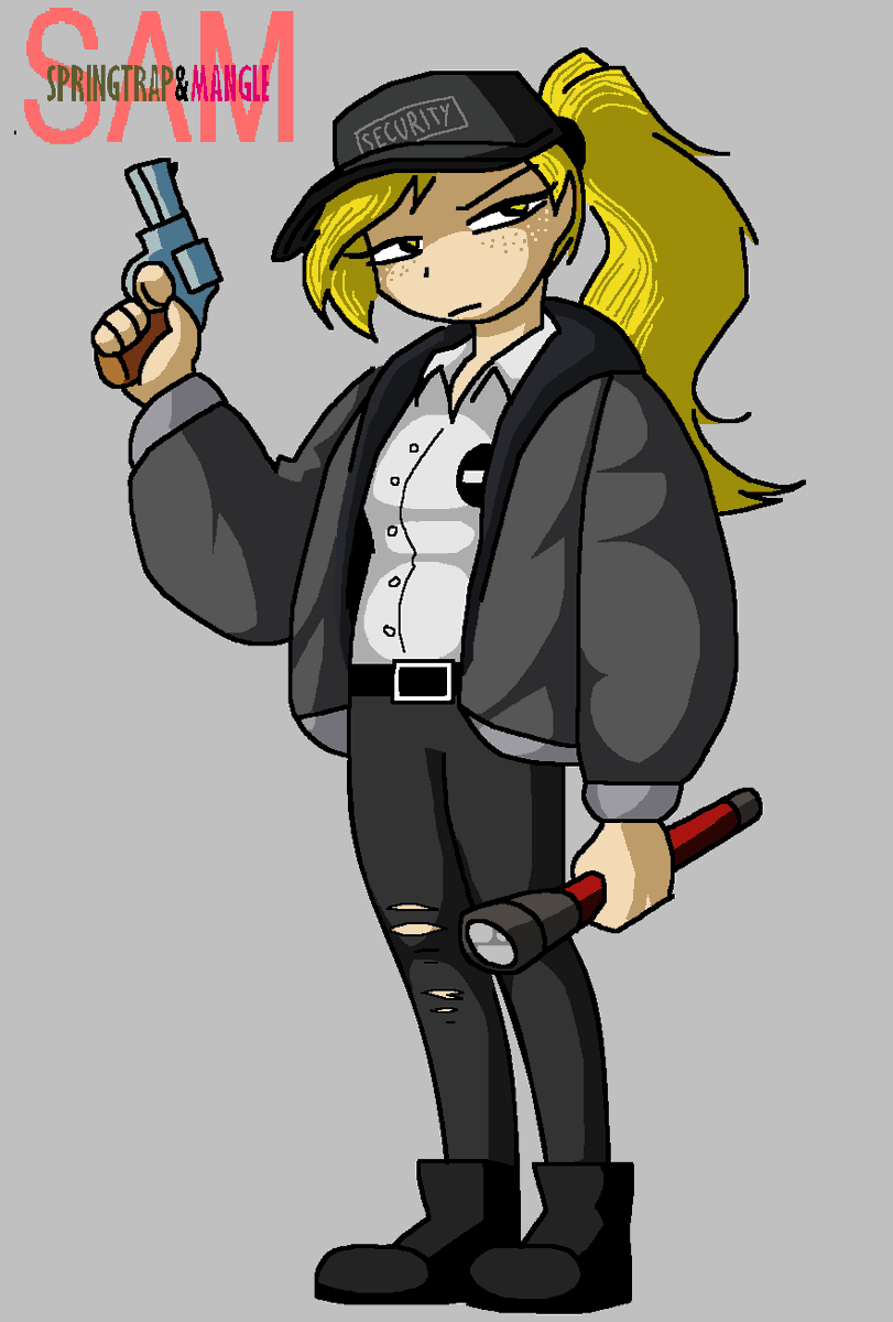 QuietTomato's tweet photo. I apologize that vanessa doesnt look goonbait in s.a.m. and instead I will give her a big jacket, a maglite which can beat you up and a revolver https://t.co/Uq4ufaBmwI