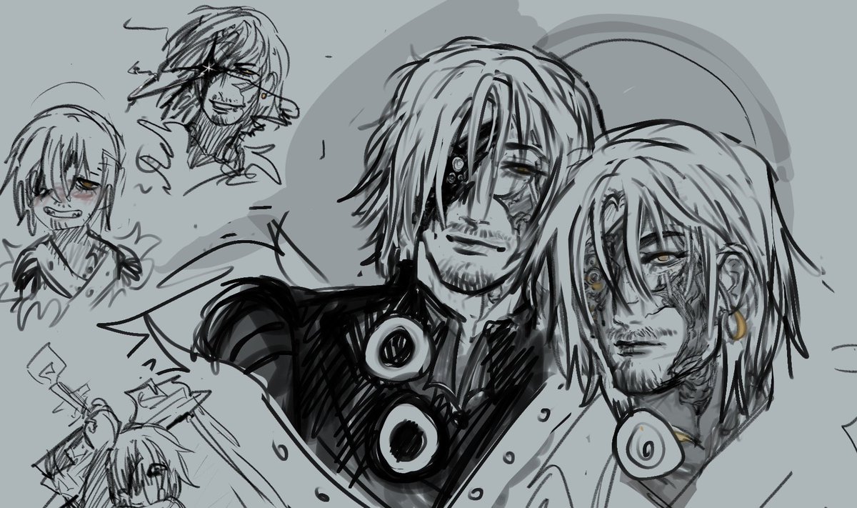 Kysseloaf's tweet photo. Some doodles of my oc’s, doodles of Johnathan my beloved drunken pirate and Grey in the second drawing! https://t.co/ef8IcBaLtX