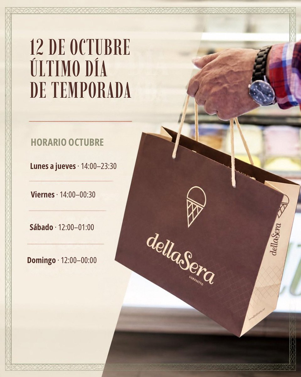 angyhelado's tweet photo. Todavía nos queda tiempo para seguir disfrutando de #heladeríadellaSera aquí os dejo el horario de estos días 🍦❤️🍦❤️ https://t.co/40ZSqvOs8E