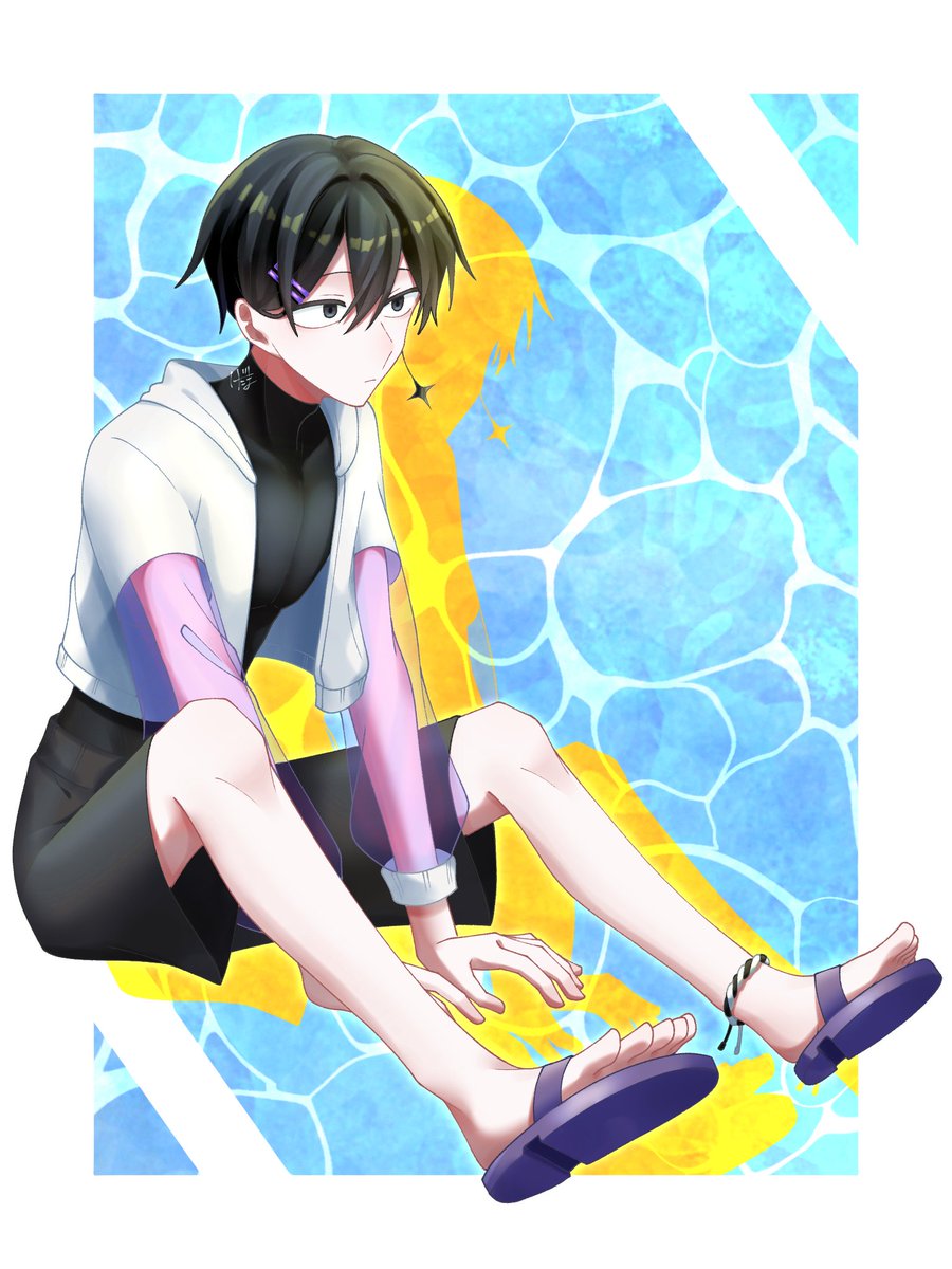 uikedama's tweet photo. #創作 #OC 
10月って何ですか？
という事で水着。 https://t.co/Nq2fGyVknn
