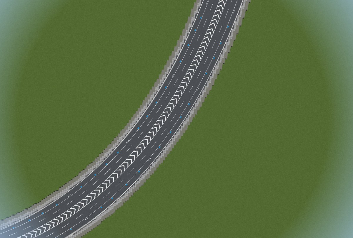 AORIN_JP's tweet photo. 曲がるシェブロン道路！？

ガードレール:@_h4ko 

ALL BLOCK
#道路アドオン #minecraft統合版 #AORIN #碧臨重工 https://t.co/bENmn5THtW