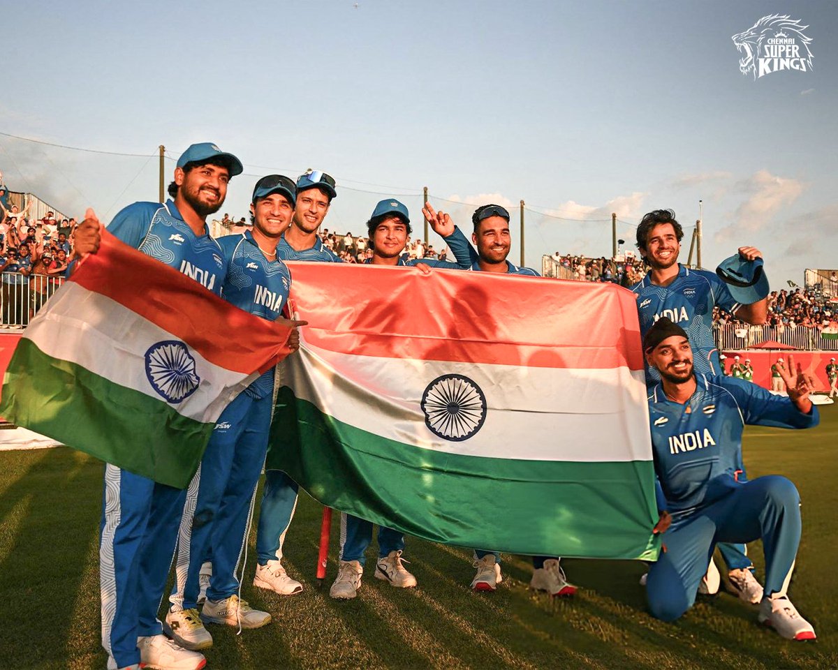 ChennaiIPL's tweet photo. Jubilation in GOLD! 🥇✨

#WhistlePodu #AsianGames2026
📸: BCCI https://t.co/3qS3xbmC7e