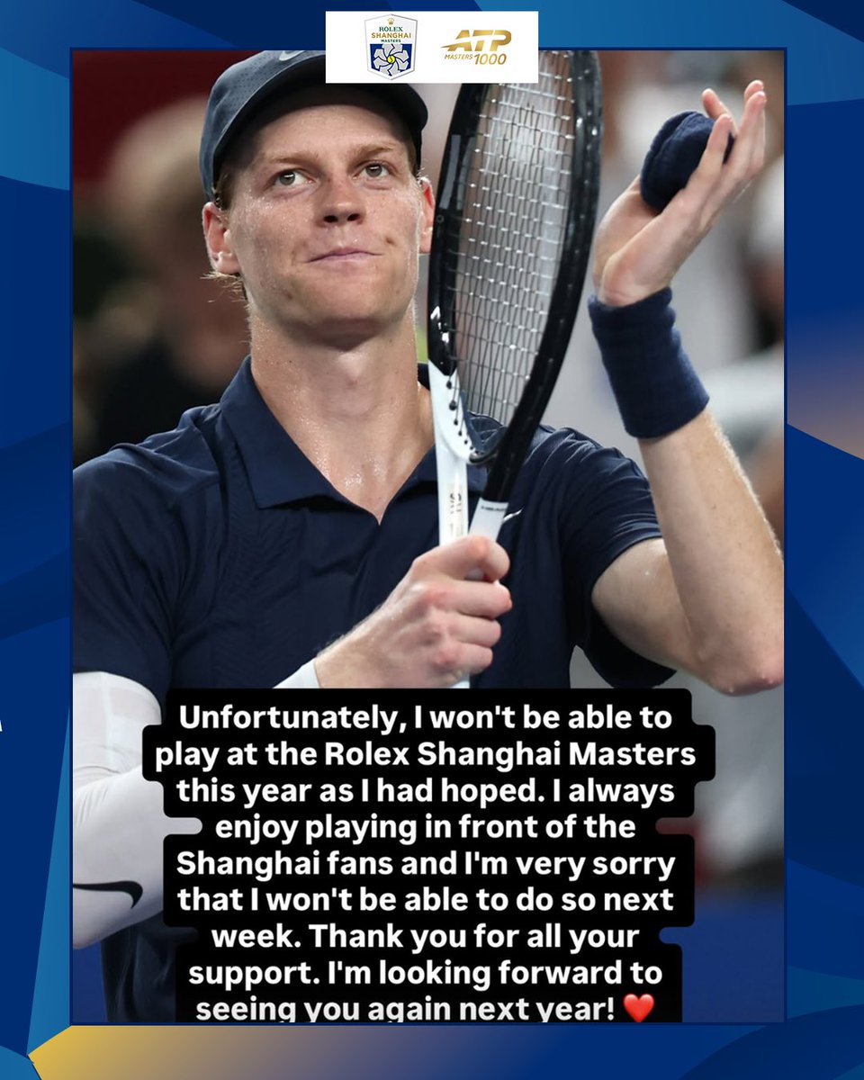 SH_RolexMasters's tweet photo. Get well soon @janniksin 🫶

#RolexShanghaiMasters https://t.co/XHBgilsqNI