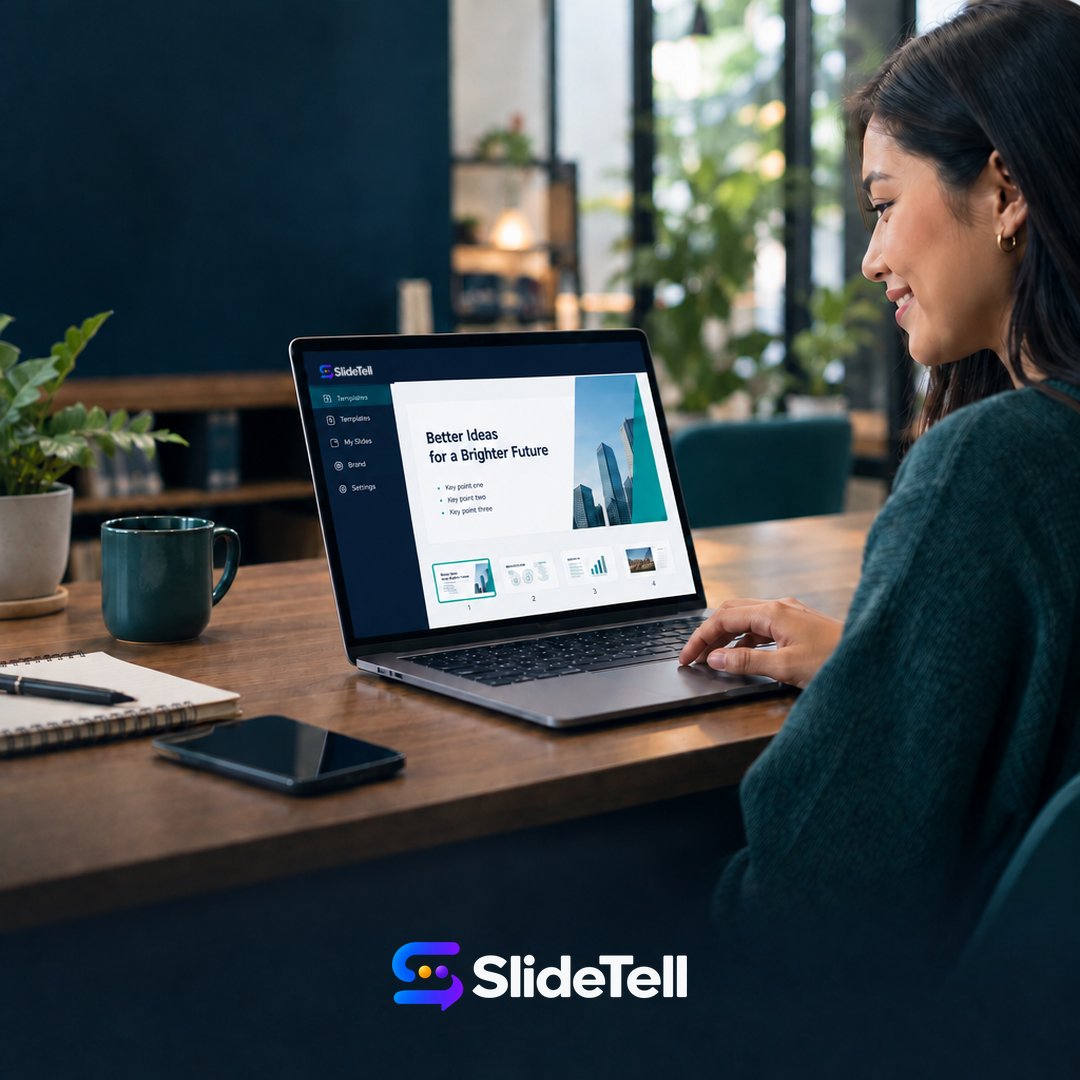 SlideTellApp's tweet photo. A Free plan is only honest if someone can actually use it. Limits stay clear on purpose — decks, exports, and analytics — and Pro AI decks are there at $9/month when they earn the upgrade. Full picture → https://t.co/xLVtZqadda https://t.co/wrtSggvooS