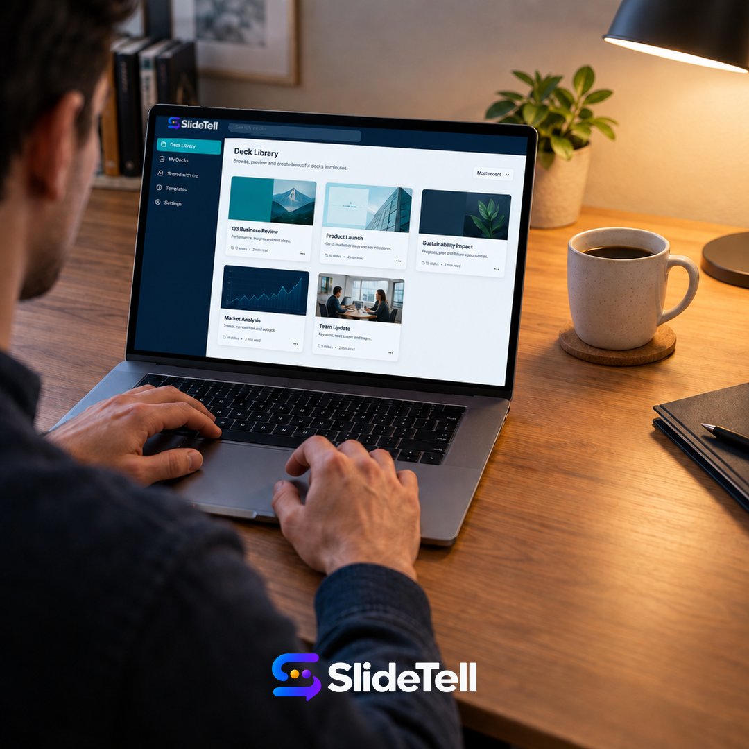 SlideTellApp's tweet photo. A Free plan is only honest if someone can actually use it. Limits stay clear on purpose — decks, exports, and analytics — and Pro AI decks are there at $9/month when they earn the upgrade. Full picture → https://t.co/xLVtZqadda https://t.co/wrtSggvooS