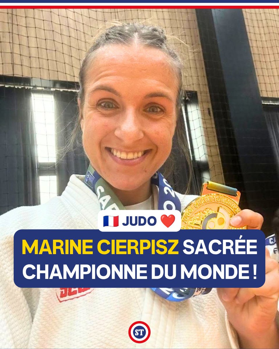 sportricolore's tweet photo. 🇫🇷 CHAMPIONNE DU MONDE ❤️

Marine Cierpisz se pare d'or aux Mondiaux de judo vétérans à Sarajevo, en Bosnie-Herzégovine (-57kg) 🥇    

Très belle performance dans la catégorie F1 (30 à 34 ans) 👏  

📸 IJF https://t.co/Z9RRKt55tg