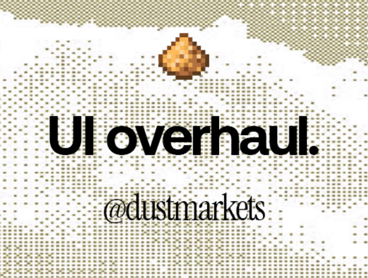 dustmarkets's tweet photo. UPDATE: New UI overhaul.

- Corrected image indexing

- Smoother appearance

- Patched numerous bugs

As seen on: https://t.co/Zeucqg8aoh https://t.co/oRaSKziEdJ