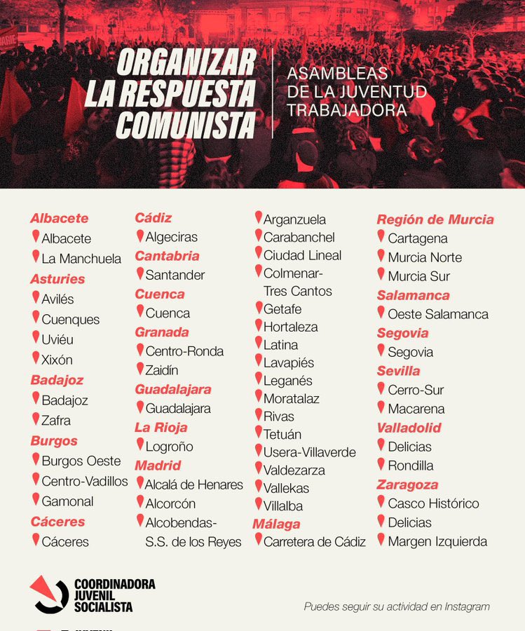 bicimadenjoyer's tweet photo. cuando acabe la acampada debemos seguir organizándonos. @CJSocialista cuenta con multitud de asambleas en los barrios de todo el estado. si te interesa su propuesta, da el paso y contacta con ellos. canaliza tu rabia a través de más organización https://t.co/LBn1c6dxEl