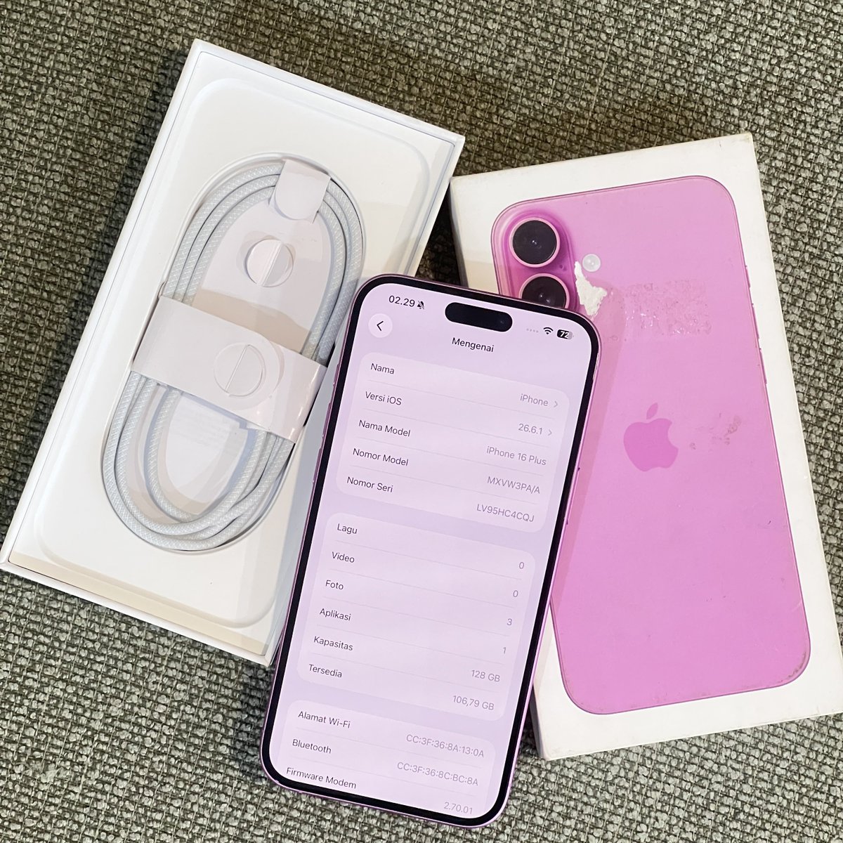 jodhafes's tweet photo. iPhone 16 Plus 128GB Pink
Ex iBox PA/A
BH 93% CC 312
Mulus like new no dent
Fungsi 100% normal no kendala
Fullset original
Harga 14,850
Lok Jogja / COD menyesuaikan
WA 0822-3336-4898
Atau inbox
#jualiphonejogja #wtsiphone #iphonesecondjogja https://t.co/2VF2dyM7J1