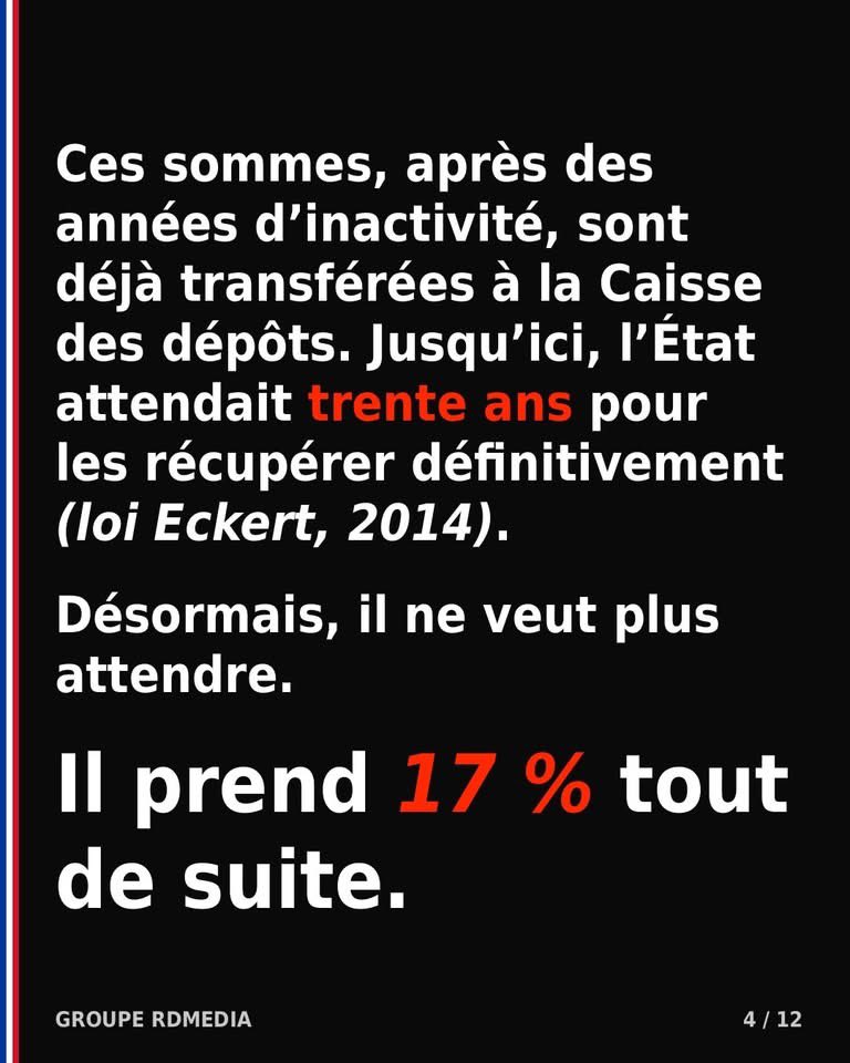 veritebeaute's tweet photo. Pendant que les images tournent en boucle :
lycéens qui bloquent, bus brûlés, policiers attaqués, écoles dégradées, voitures en flammes…
Pendant que tout le monde regarde le chaos dans la rue…

Le gouvernement, lui, siégeait en Conseil des ministres.

Et votait tranquillement un prélèvement de 17 % sur les comptes, livrets A et assurances-vie « oubliés ».
1,4 milliard d’euros.
Juste comme ça.

Vous êtes occupés à regarder le spectacle.

Eux, ils passent à la caisse.

Le pillage a commencé.