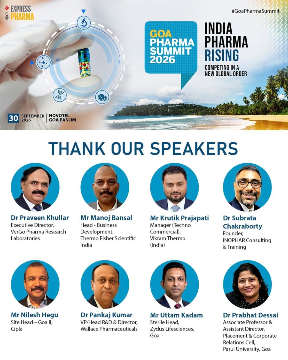ExpPharma's tweet photo. We thank all our Speakers for extending their support in making the #GoaPharmaSummit 2026 - A Grand Success! | Part 1

@Viveka_Roy @LNair23 @rbhatkal @ashishrampure @Kalsomekals https://t.co/10lG9X4znW