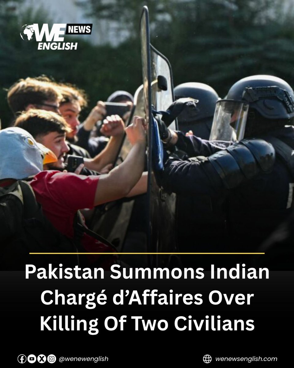WENewsEnglish's tweet photo. Pakistan has summoned India’s chargé d’affaires and lodged a strong protest over the killing of two Pakistani civilians and injury to another near the international border in Kasur.

Pakistan’s Foreign Office called for an immediate, transparent and credible investigation, along with appropriate legal and disciplinary action against those responsible. Pakistani sources said the civilians were unarmed and had not crossed the border fence.

Visit the link in our bio for the full story.

#Pakistan #India #Kasur #BorderTensions #PakistanIndia