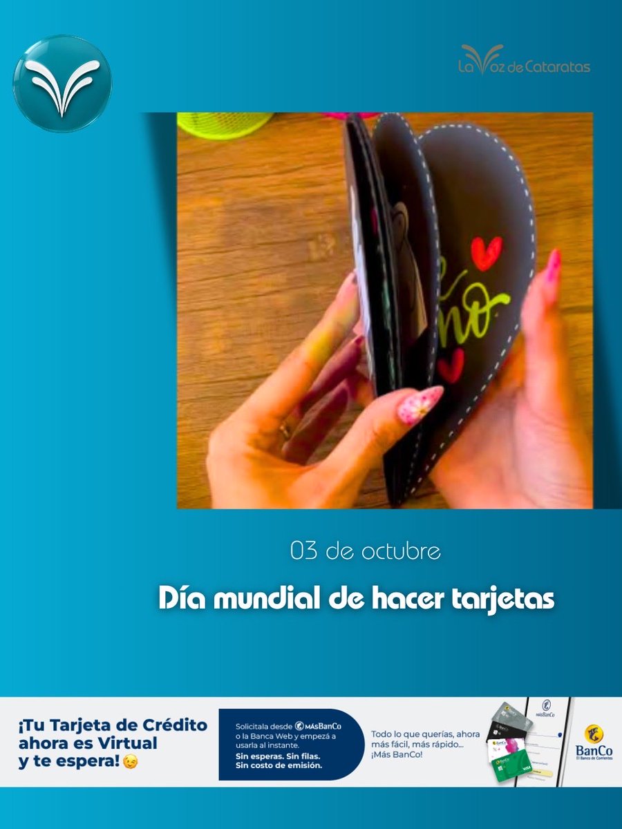 Lavozdecatarata's tweet photo. 🔵Efemérides 3 de octubre - LaVozDeCataratas    

🔵 3 de octubre – Día del Odontólogo

🔵 3 de octubre – Día del Novio

🔵 3 de octubre – Día Mundial de Hacer Tarjetas
#efemerides #lavozdecataratas https://t.co/8y29uCV93e
