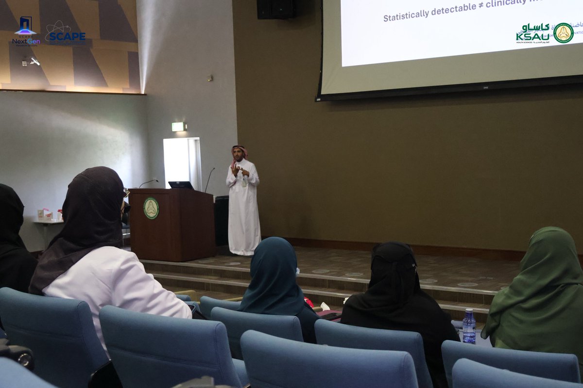 Scape_Society's tweet photo. Thank you, Dr. Mohammed Alzahrani @alzahranim019 , for a valuable lecture at #SCAPE NextGen Research Sessions on analyzing and interpreting research results, from statistical vs. clinical significance to recognizing bias
#NextGen
#Awareness_Community_Service_Track https://t.co/Zw4cI0Aph0
