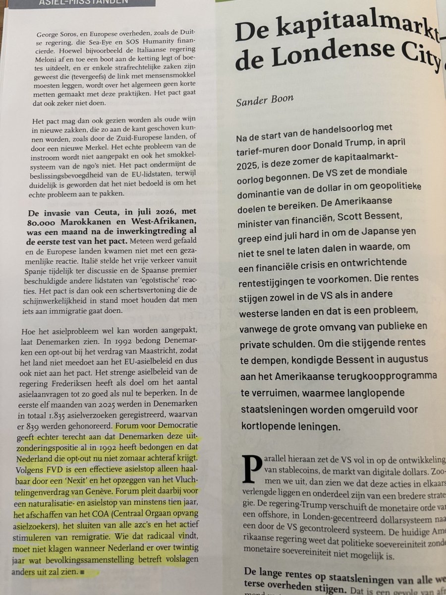 PvanHouwelingen's tweet photo. Mooi artikel van Ben Swart en bijpassende cartoon deze week in @_GezondVerstand over de asielcrisis die natuurlijk niet wordt opgelost door de “EU-dwangwet” (integendeel!), alleen het opzeggen van verdragen en een Nexit kan het tij keren. https://t.co/zlNKwQstVN
