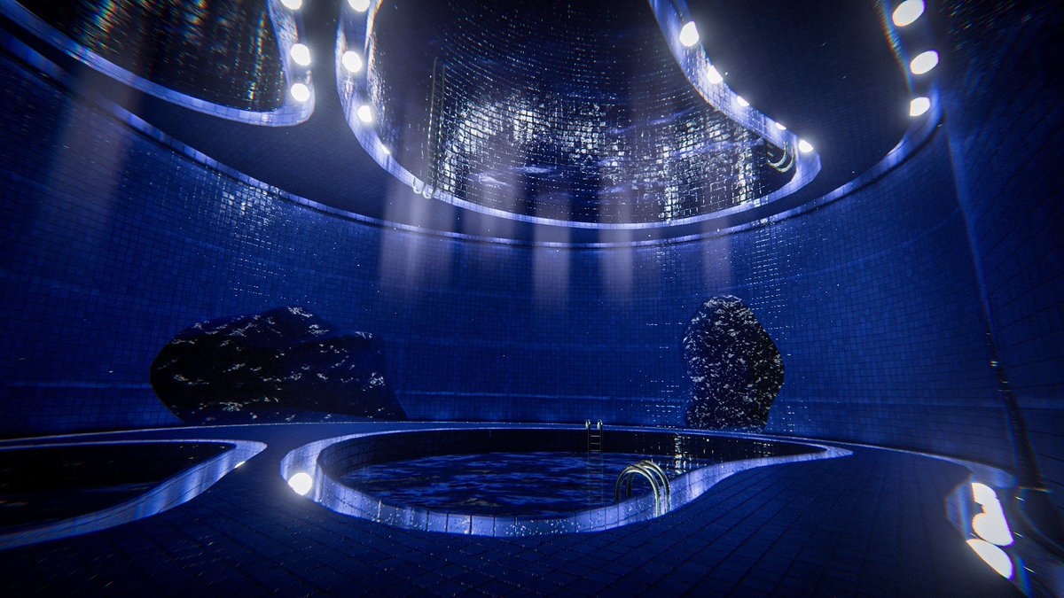 _UTA_VR's tweet photo. 🌐ワールド公開🌐

「LooP PooL」をラボに公開しました！

プールの奥底から無限にループする、狭くて広いプールルームです

自由に泳いでみたり、撮影にどうぞ
ビデオプレイヤーとペンがあるので、気持ちばかりのチルもできます

ワールドリンクはツリーに
#VRChat https://t.co/Fh0CSm9v85