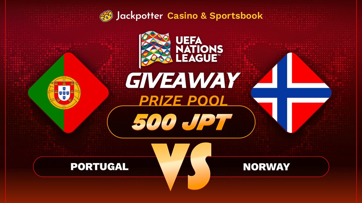 jackpotterCOM's tweet photo. 🎉 UEFA Nations League Giveaway - Portgugal  🆚 Norway

Which team will win the match ❓

💬 Comment with your  prediction + Jackpotter Username and ETH wallet address below to enter!

🎁  Prize Pool: 500 JPT

🏆 Winners : 5 lucky winners will each get 100 JPT! https://t.co/Iao2zwhVej