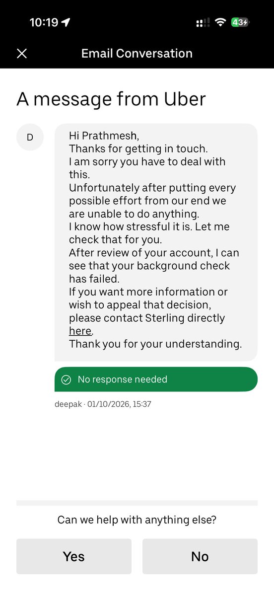 Prat_k07's tweet photo. @Uber @Uber_Support @DBSgovuk from last two months you are pushing this issue towards sterling but now on 16 sep 2026 sterling clearly mentioned that asked @Uber to generate new verification link but its 3 oct 2026 today my issue is still not solved https://t.co/lEE7kZl9m2