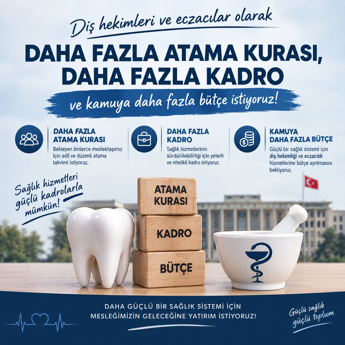 dishekdayanisma's tweet photo. Türkiye'de diş hekimi ve eczacı fazlası yok, bütçe ve planlama eksikliği var! Sağlıkta tasarruf halk sağlığından ve hekimin geleceğinden yapılamaz.2026 yılı son kurası ilan edilmeli,kontenjanlar artırılmalıdır!
@saglikbakanligi @HMBakanligi @RTErdogan 
​#MaliyeDişEczayaBütçeVer https://t.co/gxENN2xzJP