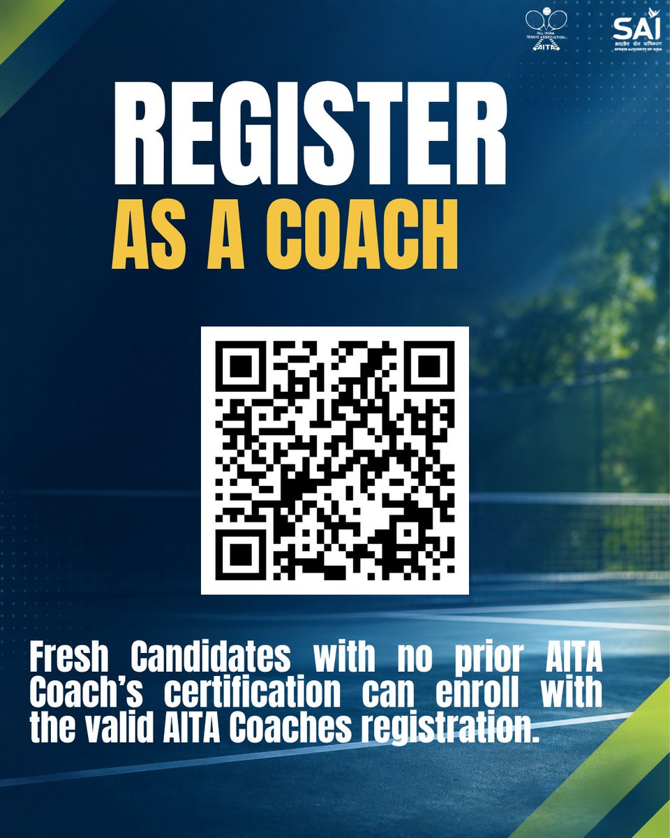 AITA__Tennis's tweet photo. Know a woman who could be the next tennis coach? ๐พ
Share this opportunity with her and encourage her to connect with her State Association about nomination for the ACE 2032 All-Women Coaches Course.
๐
Nominations close: 20 October 2026
#AITATennis #ACE2032 #SAI https://t.co/fKqhqK7Fm6