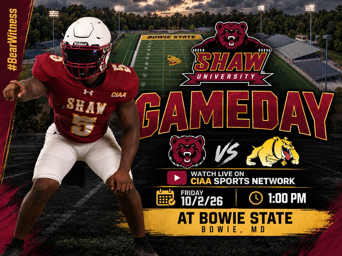 ShawBears's tweet photo. 🐻🏈| Back on the road...Same mission. Gameday links are available at https://t.co/pkDoc4aS2q

#ShawU | #BearWitness https://t.co/AzhlphJdjI