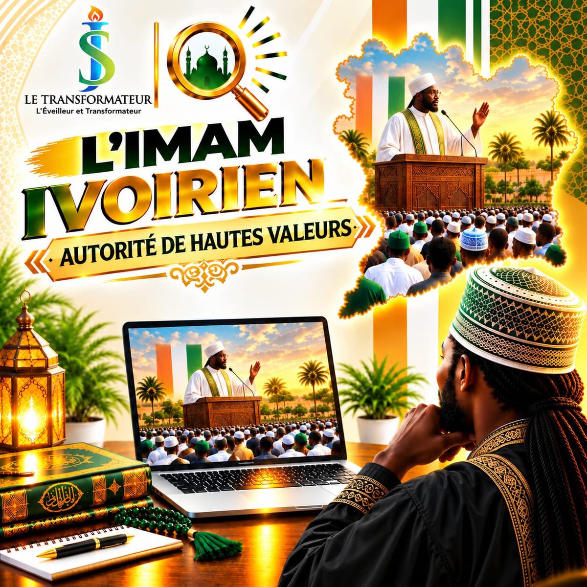 JSTransforme's tweet photo. Au su et au vu de nos réalités actuelles, moi JS le transformateur, je visualise :

L'IMAM IVOIRIEN qu'on qualifierait de : " AUTORITÉ DE HAUTES VALEURS "

L'imam ivoirien est un guide et un leader d'opinion de référence... https://t.co/zYkW0o3V9L
