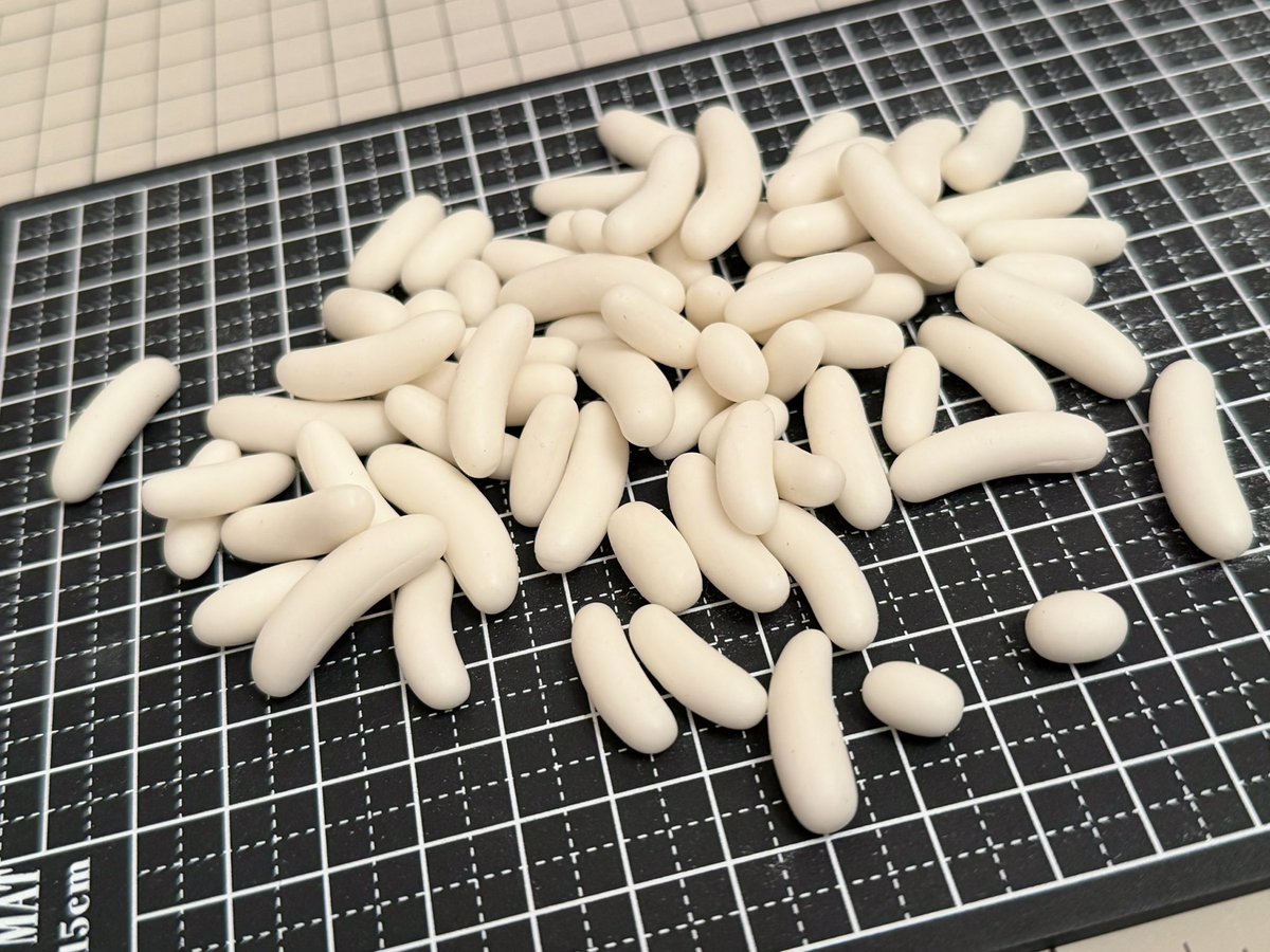 Ngxxxii3's tweet photo. こちら在庫が少なくなっていたので急いで追加製作中です

バナナ型、俵型、しずく型、
細い・太い、短い・長い、
スジありスジなし
凹みや欠けありなしなど
色んな種類をつくっています🫘

#モルぷい #モルモットぷいぷい https://t.co/uWFpBEKF6L