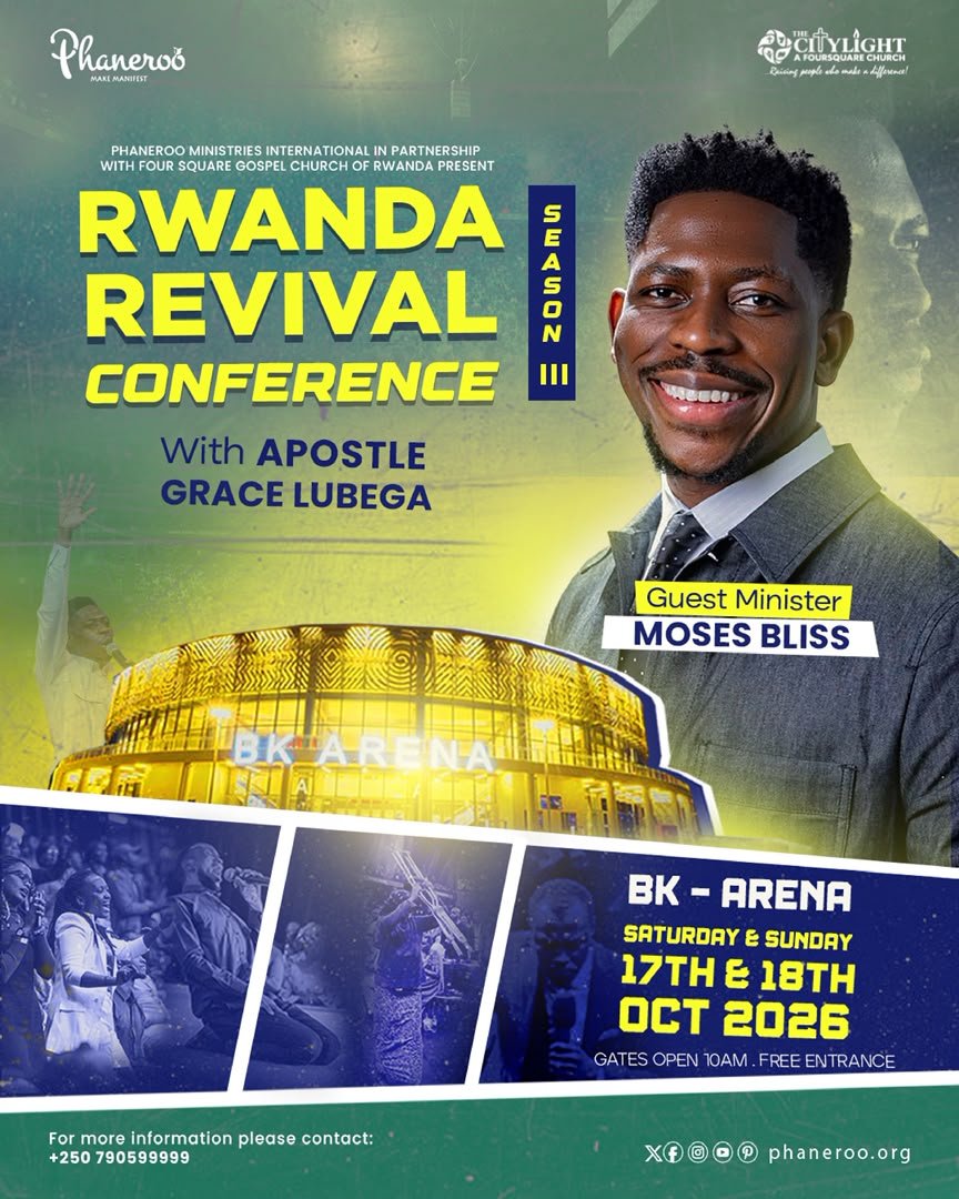 Phanerookampala's tweet photo. Minister Moses Bliss will minister at 🇷🇼 Rwanda Revival Conference Season III.

📅 Oct 17–18, 2026
📍 BK Arena, Kigali
⏰ Gates open: 10 AM
🎟️ FREE ENTRANCE!

🔗 Register: https://t.co/h00G6rFbVe

#RwandaRevivalConference #RwandaRevivalSeason3
#ApostleGraceInRwanda https://t.co/FN6boEaEFR