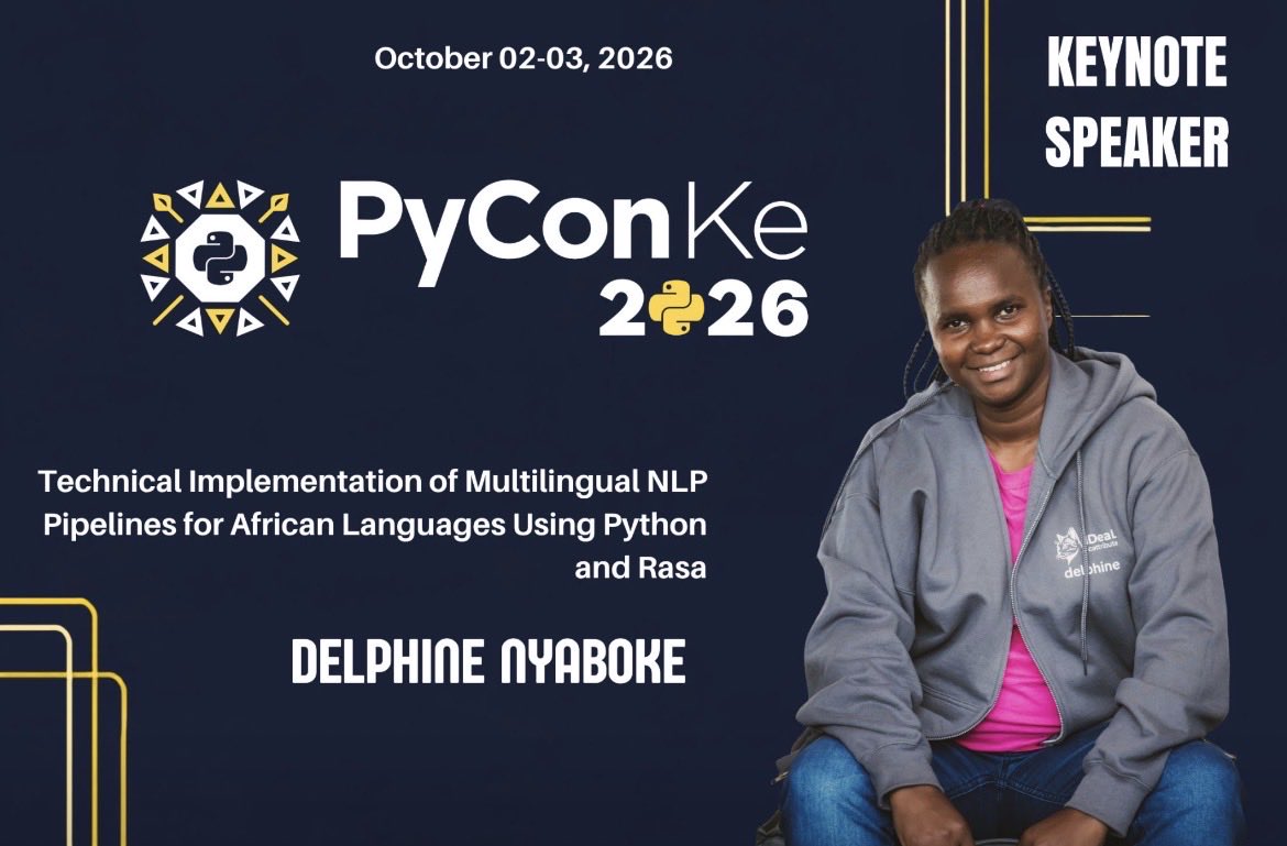 SLenapunya's tweet photo. Learning how to build multilingual AI with Rasa at #PyConKenya2026 🇰🇪

From NLU and intents to local-language support and deployment a great reminder that AI should meet users where they are.

#PythonKe #AI #NLP https://t.co/Fvfi3RfJUb