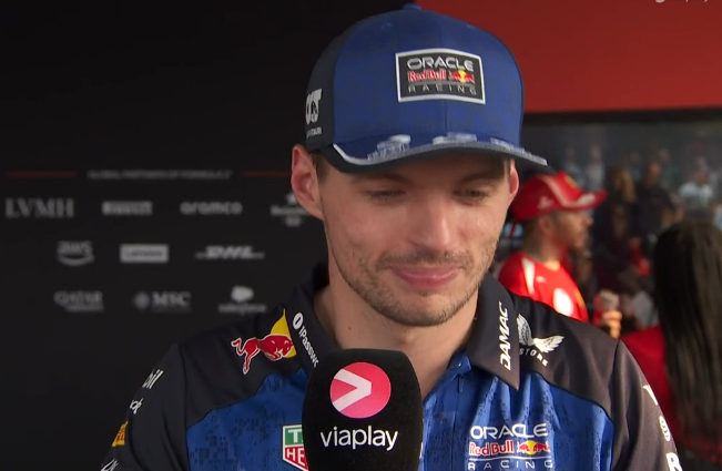 SCUDERIAFEMBOY's tweet photo. max's smile when told the crowd sang dududu max verstappen ;-) https://t.co/jRup4AU3uo