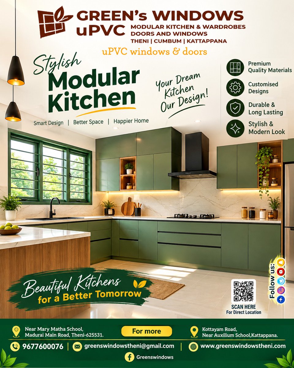 VINEETHARAJESH9's tweet photo. Your Dream Kitchen, Designed Your Way! 💚
Smart design. Premium quality. Beautiful living.
🏡📞 9677600076 | 📍 Theni & Kattappana
#GreensWindows #ModularKitchen #DreamKitchen #KitchenDesign #ModernKitchen #BetterSpace #HappyHome https://t.co/OEq7EppcSr