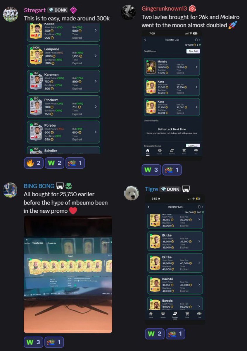 Futdonk's tweet photo. Another insane week 🧑‍🍳📈

• ✅ Sniping Filters
• ✅ Thursday Flips
• ✅ Early EVO trades
• ✅ Members making bank

Onto the next ones 😇 🔗 https://t.co/Ua0UZbld8d https://t.co/mnLqB0lxio