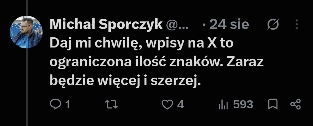 gart_artur's tweet photo. @msporczyk Liczę, że jeżeli ktoś coś napisze to dotrzyma słowa, a nie po miesiącu wykręci się "temat zamknięty". Jeszcze w czwartek pisałeś "poczekasz do piątku". Nagle "problem" zniknął? "...podjąłem pewne decyzje...", "daj mi chwilę... zaraz będzie szerzej i więcej".  Słabe to https://t.co/ViDS1aywNu