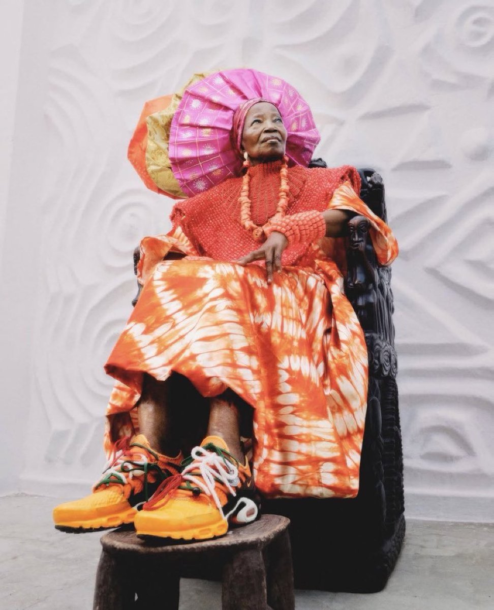paxyoruba's tweet photo. Chief Nike Davies-Okundaye rocking Grace Ladoja Nike designed shoe. https://t.co/0GkyjHVbaf