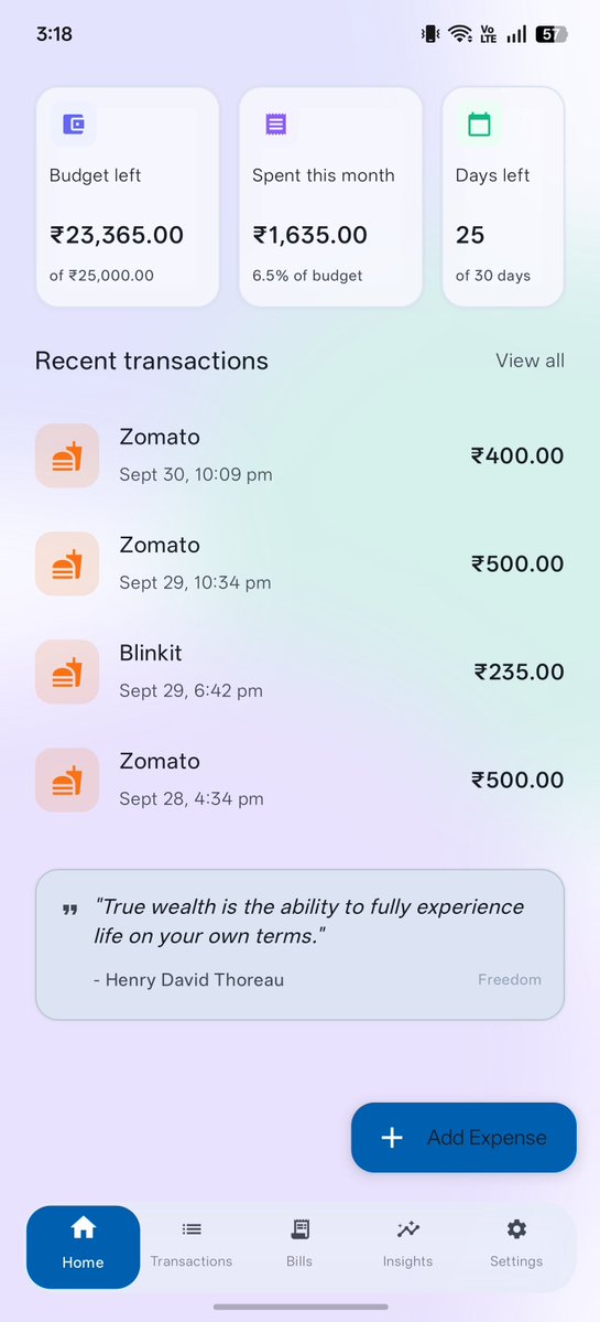 amadcap26's tweet photo. Made this app "Kharchaa" using google AI studio. This app basically tracks your spending and let you allow set monthly limit and shows data around it. 
#vibecoding 
#creatorstudio 
#googleaistudio https://t.co/QuZlY6hdZU
