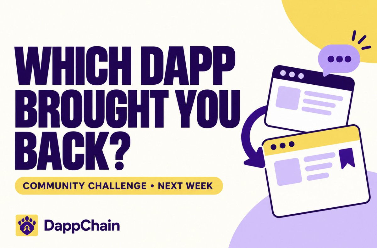 xDappChain's tweet photo. Some DApps get a click. Others earn a second visit.
Which brought you back this week and why? 👇

Next week, we’re turning discovery into a community challenge 👀

Follow @xDappChain, save your favorites, share your ideas and STAY TUNED 🔔