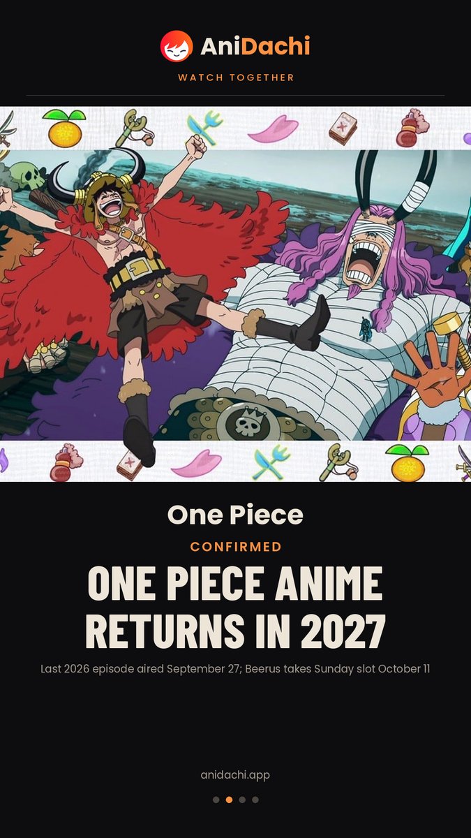 anidachiapp's tweet photo. 5 anime headlines you need this week 🟠 Which one surprised you most?
Grab your friends and watch together on https://t.co/rFP2HWjAyh
#distancerelationships #watchtogether #watchparty #anidachi #animenews #anime https://t.co/X1r0Brzd1T