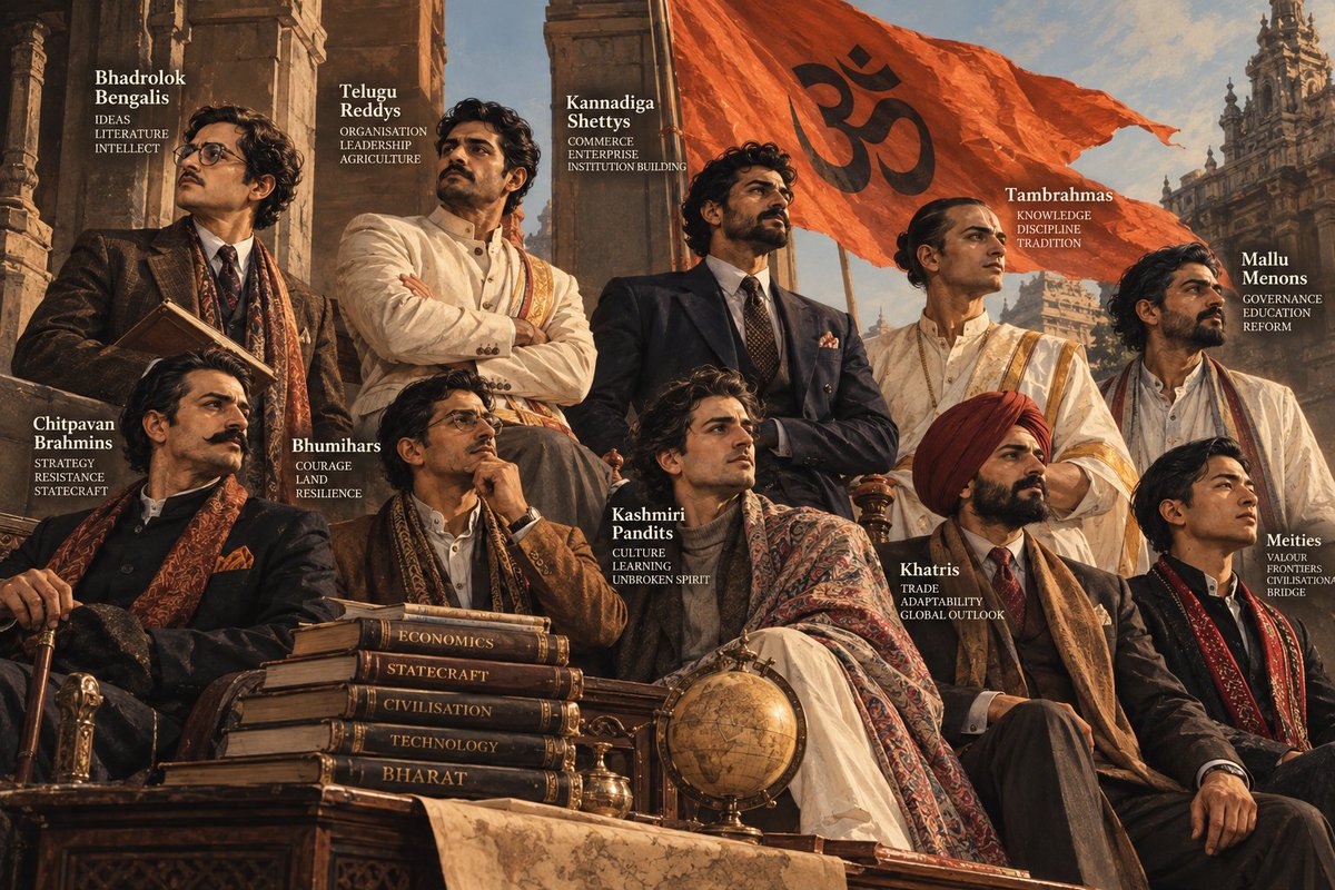 brickandmorta11's tweet photo. Project Hindutva Elites.

When I imagine the Hindutva elites, I see Bhadrolok Bengalis, Telugu Reddys, Kanadiga Shettys, Tambrahmas, Mallu Menons, Chitpavan Brahmins, Bhumihars, Kashmiri Pandits, Khatris, Meities as an inalienable (not the only) part of it. https://t.co/LEmTpD2PSB