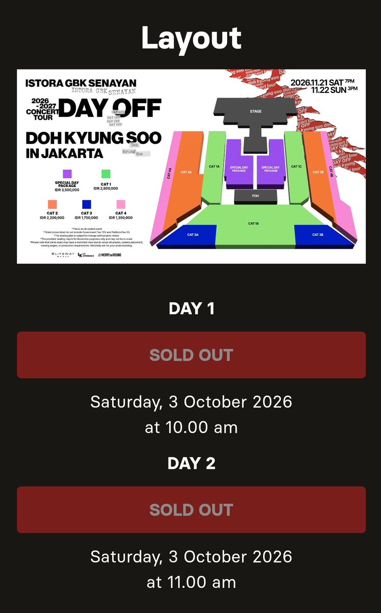 dyonigiri's tweet photo. Doh Kyungsoo DAY OFF in Jakarta all days has been sold out!! https://t.co/lBBTdXna8f