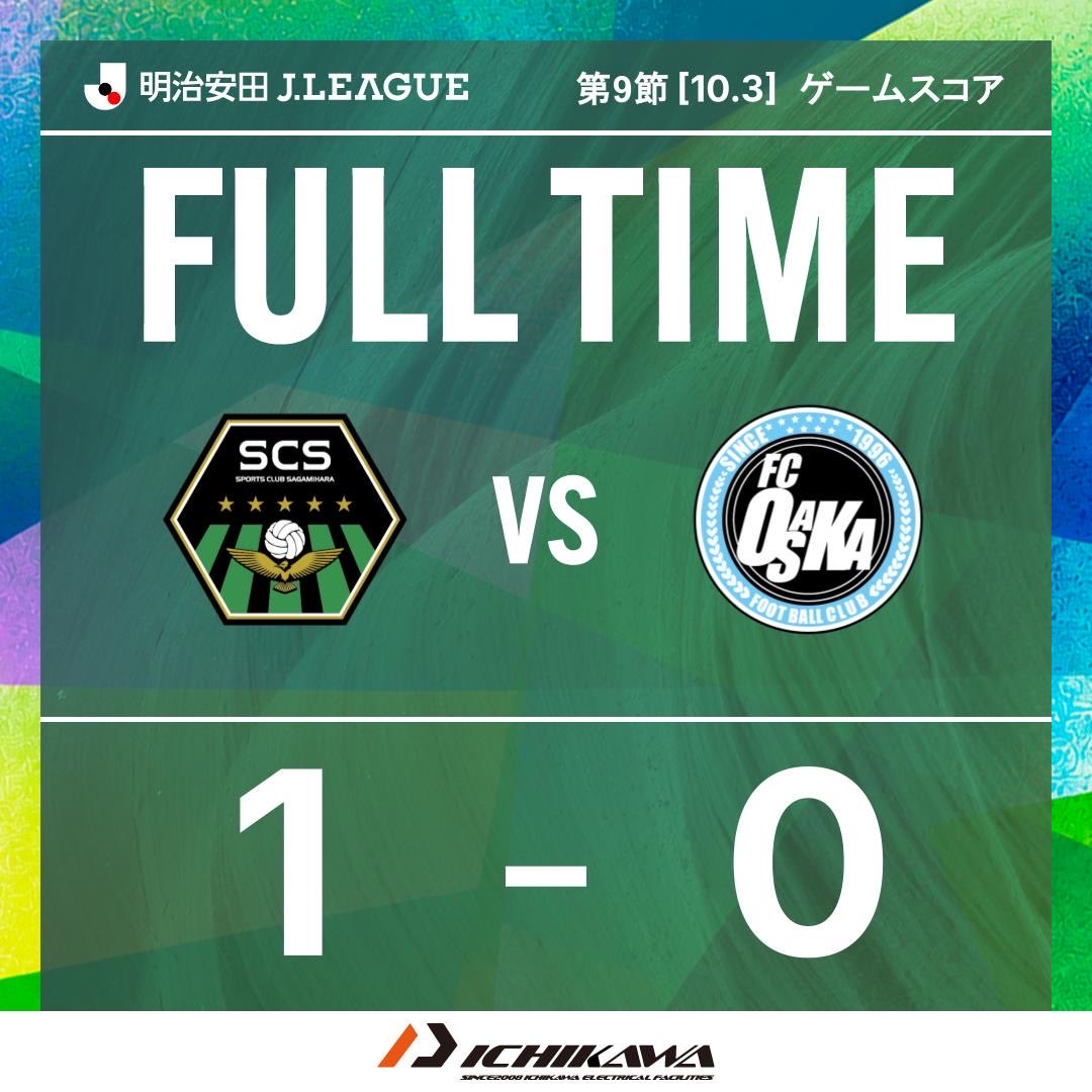 sc_sagamihara's tweet photo. ⌚試合終了⌚

SC相模原 1-0 FC大阪

最後までご声援ありがとうございました！

🆚#FC大阪
#市川電設 || @ids20081204
#SC相模原 || #SCS https://t.co/IaFCldJVli