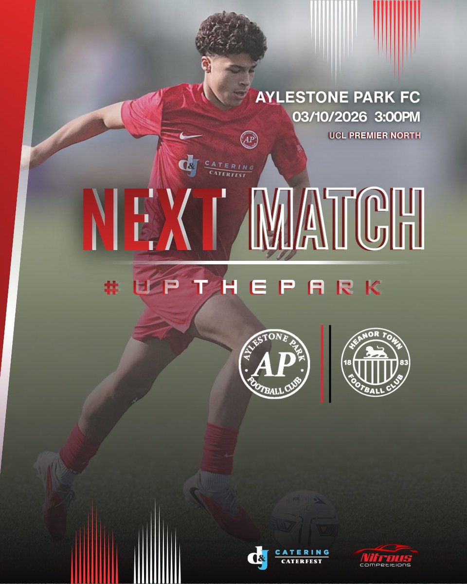 officialAPFC's tweet photo. M A T C H D A Y 🔴🔴

Both senior sides in league action today.

1st team are at home as they welcome @HeanorTownFC 

Ressies head down the A6 as they take on table toppers @LboroSport 

Both 3pm kick offs! Your support for The Park at either game would be amazing

#upthepark https://t.co/12ekyFCJQf