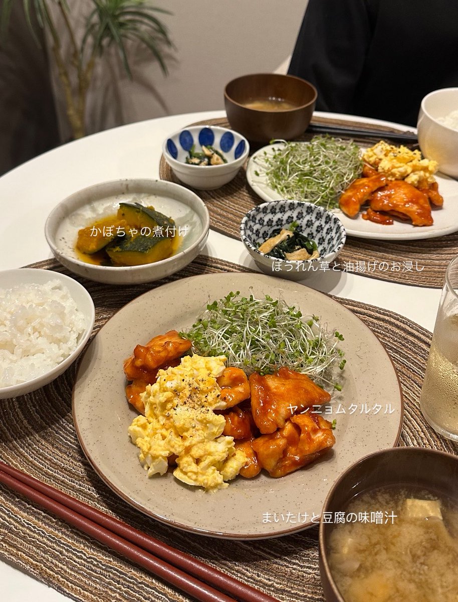 ご飯作りたくない!!!と1年以上駄々こねてた私が「なるべく一汁三菜を心掛ける夜ご飯」最近頑張ってて偉い https://t.co/FxwUwu0kKJ