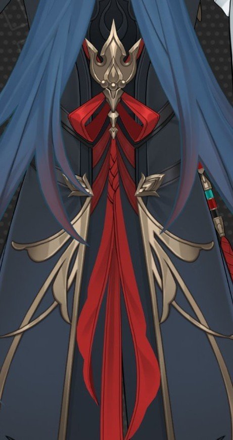 dozingmii's tweet photo. I'm sorry for the spamming but oh my god he's gorgeous 🥹 the beautiful golden spider lily motifs and the beautiful corset-like ribbon, the teal colors are so good?? the small jade brooch...thingy?? 🥹🥹 the messy hair looks so good the 3d model is gorgeous.... https://t.co/xiwUecemoe