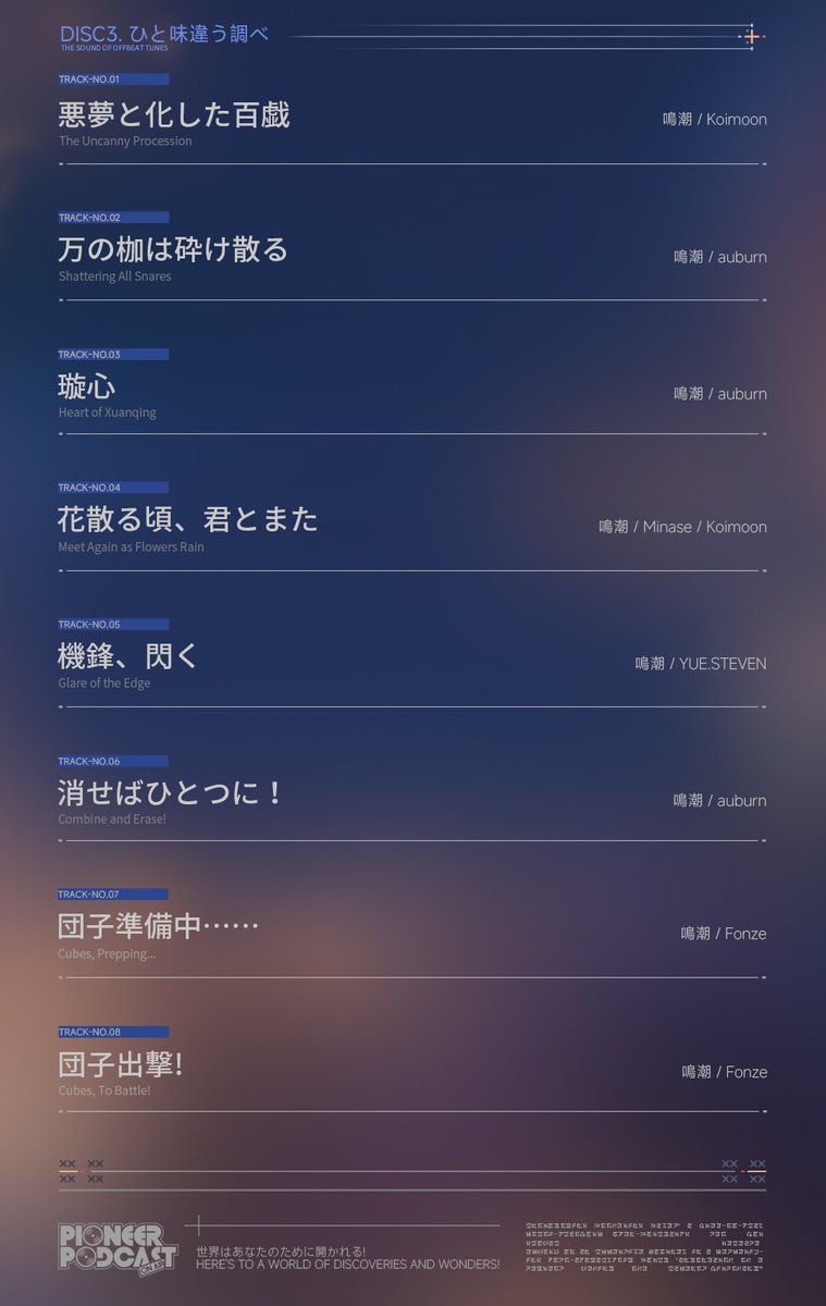 WW_JP_Official's tweet photo. 『鳴潮』夢州・玄方編OST VOL.3——「朝月に耳を澄ませて」がSpotifyおよびApple Musicにて配信開始されました。

漂泊者の皆様、ぜひお聴きください。

Spotify▼
https://t.co/DdBUd98YQC
Apple Music▼
https://t.co/QkVWG6Zx7B

#鳴潮 https://t.co/GYDIvmvGDg