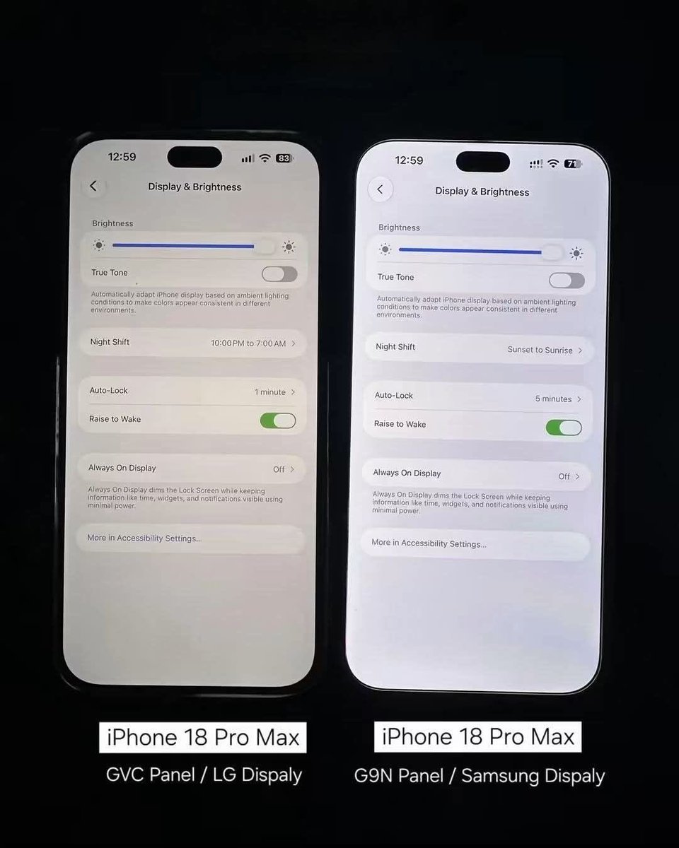 Androiq's tweet photo. LG Display vs Samsung Display https://t.co/88UcjNrWP9