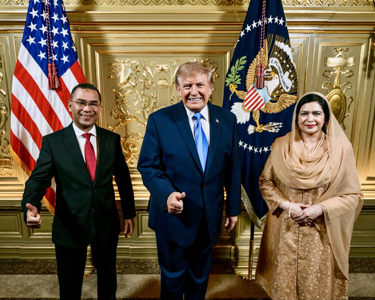KMNzmL's tweet photo. Prime Minister @trahmanbnp and his wife, Dr. Zubaida Rahman, attended a dinner hosted by U.S. President @realDonaldTrump in New York on Tuesday, September 22.

The dinner was held in honour of world leaders attending the 81st Session of the United Nations General Assembly, providing an occasion for engagement and exchange among leaders from around the world.

Photo courtesy: @WhiteHouse