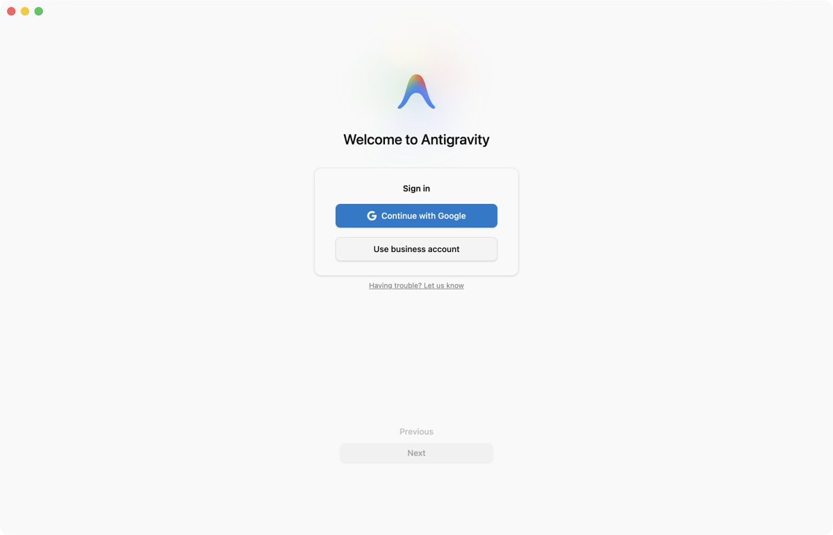 jinfizz's tweet photo. antigravity is the only agent app that stuck at google login redirection https://t.co/DfwnKlxP3D